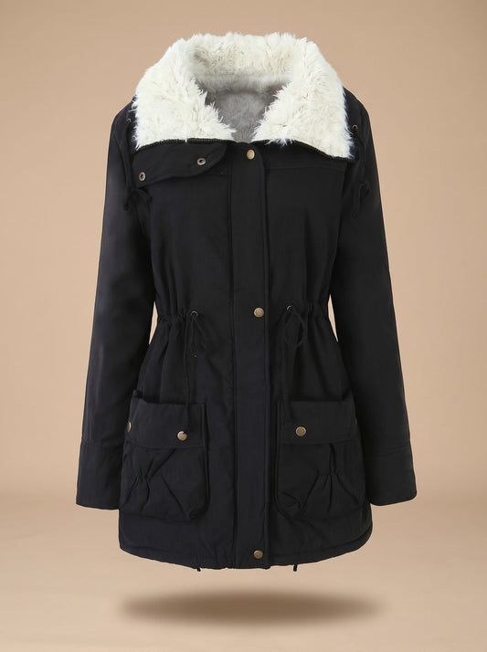 Women's Drawstring Waist Winter Parka Coat