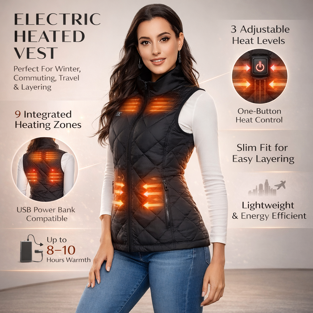 Women's Electrically Heated Vest for Winter and Outdoors