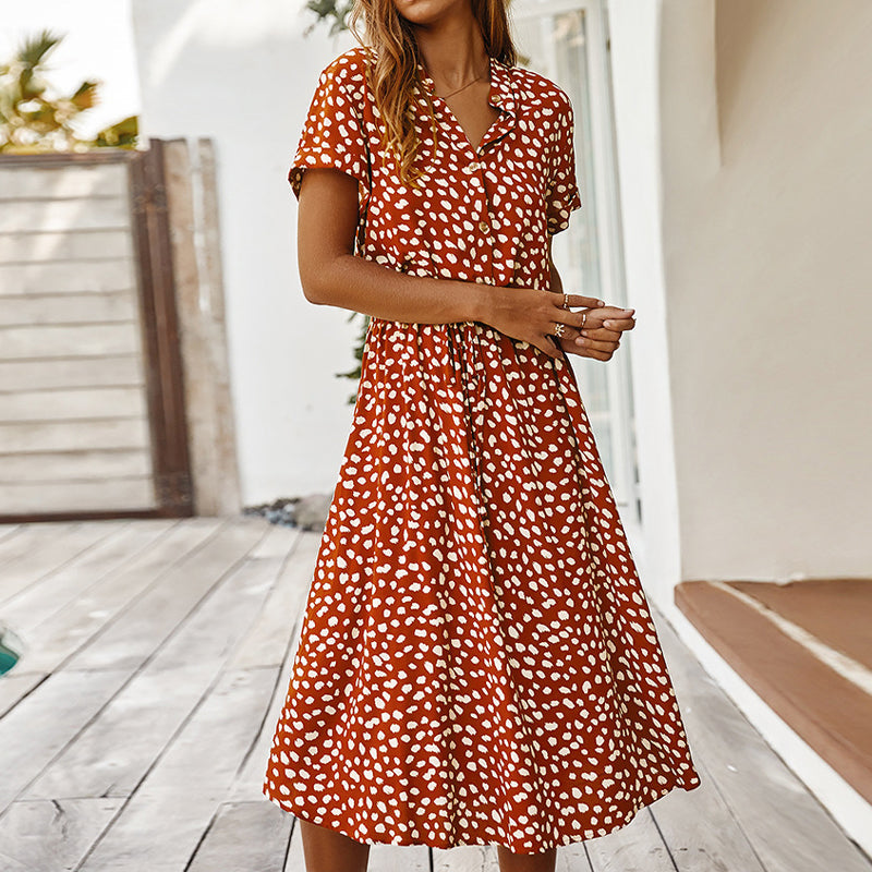 Women's Elegant Polka Dot V-Neck Summer Dress