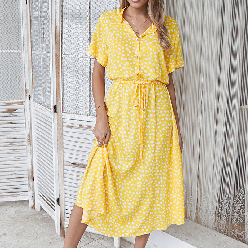 Women's Elegant Polka Dot V-Neck Summer Dress