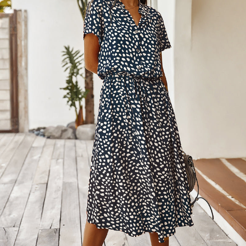 Women's Elegant Polka Dot V-Neck Summer Dress