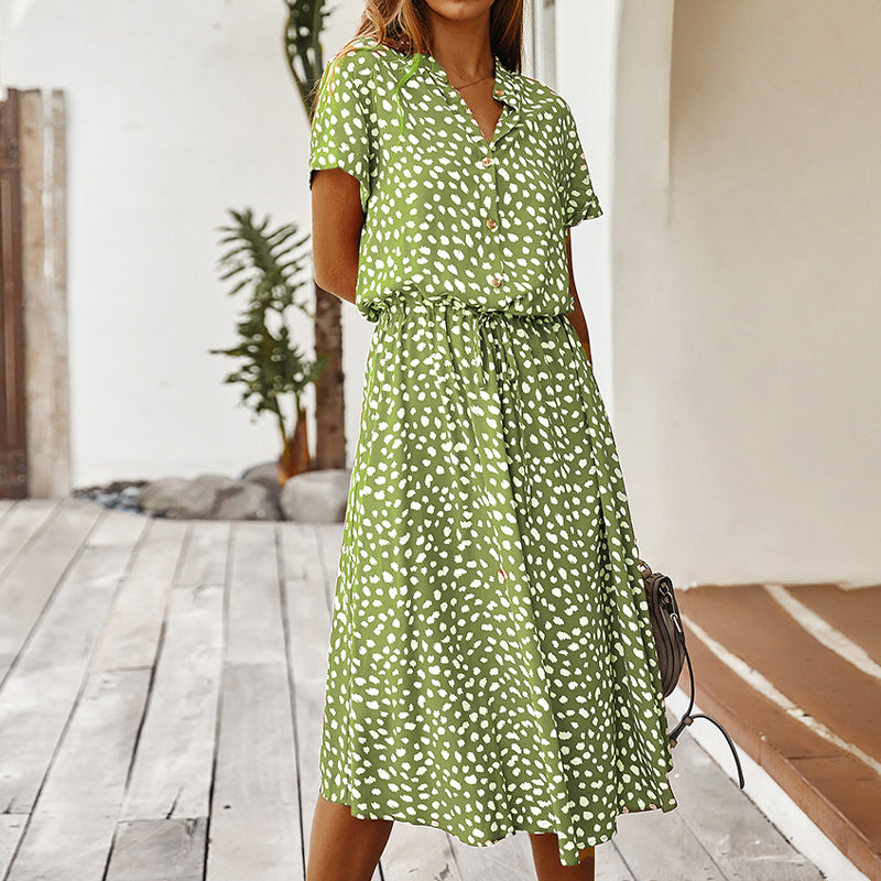 Women's Elegant Polka Dot V-Neck Summer Dress