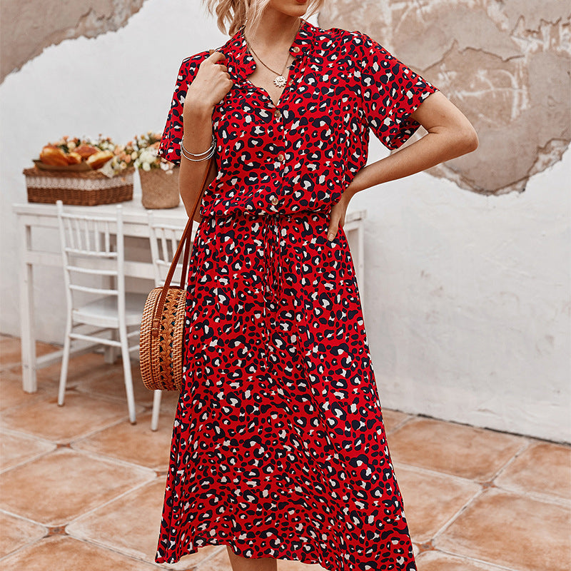 Women's Elegant Polka Dot V-Neck Summer Dress