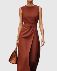 Women's Elegant Round Neck Midi Dress
