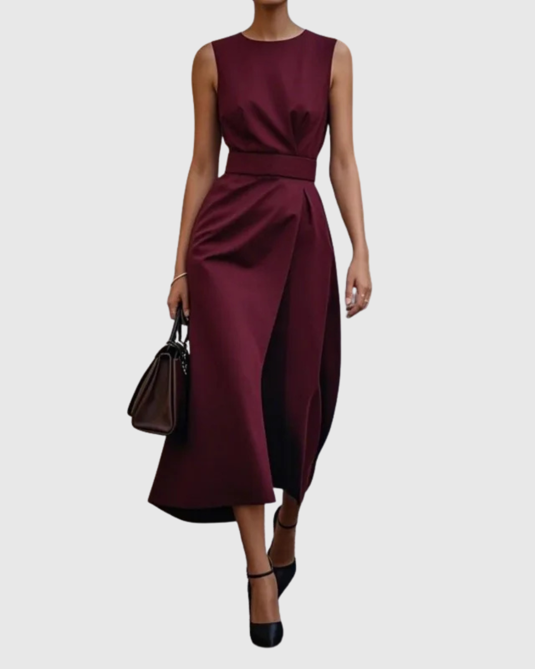 Women's Elegant Round Neck Midi Dress