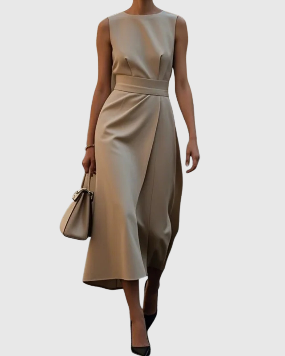 Women's Elegant Round Neck Midi Dress