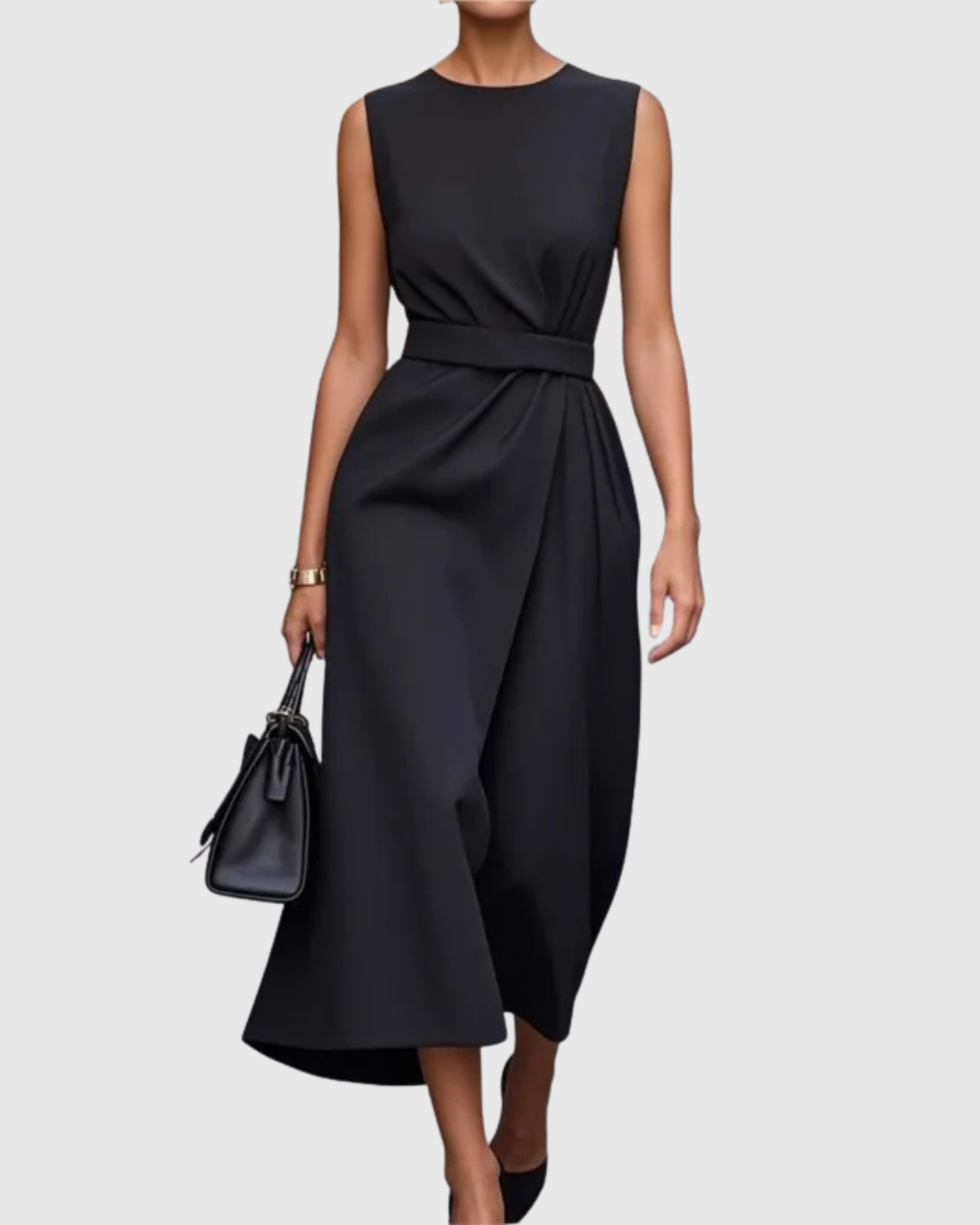 Women's Elegant Round Neck Midi Dress