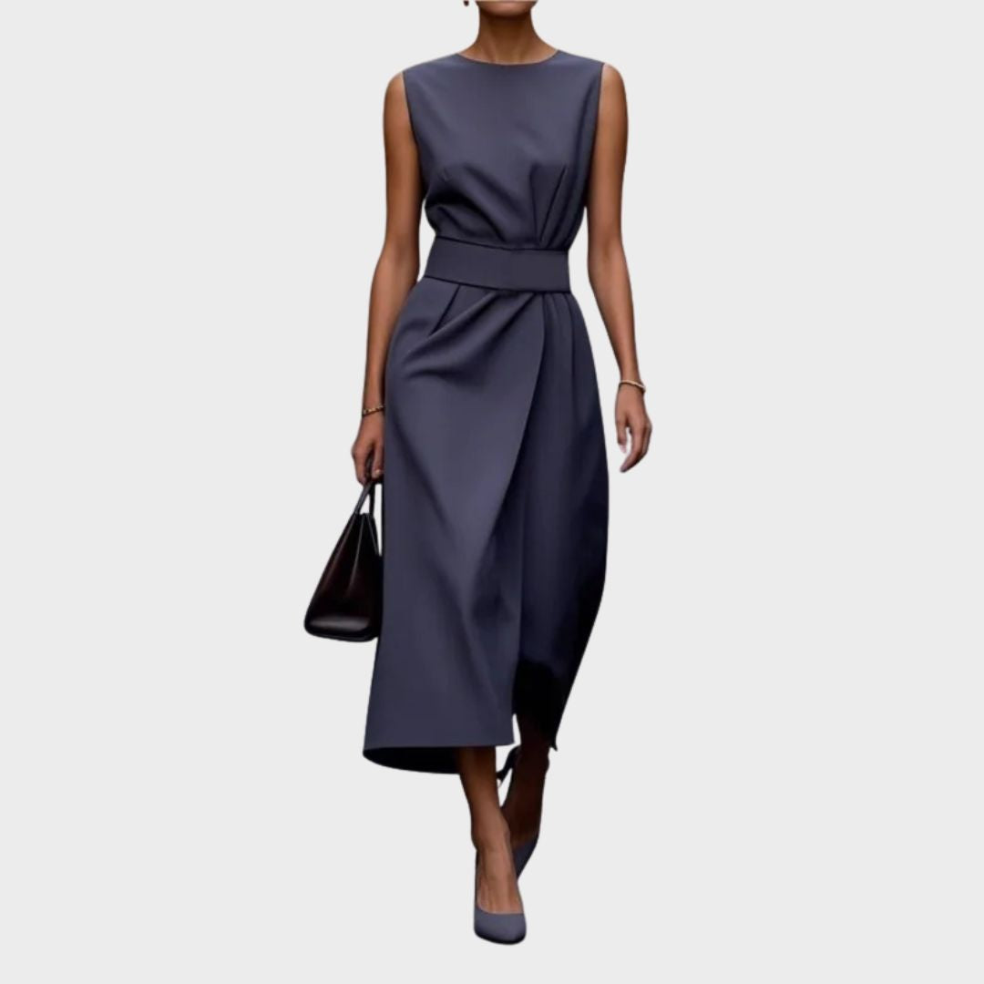 Women's Elegant Round Neck Midi Dress