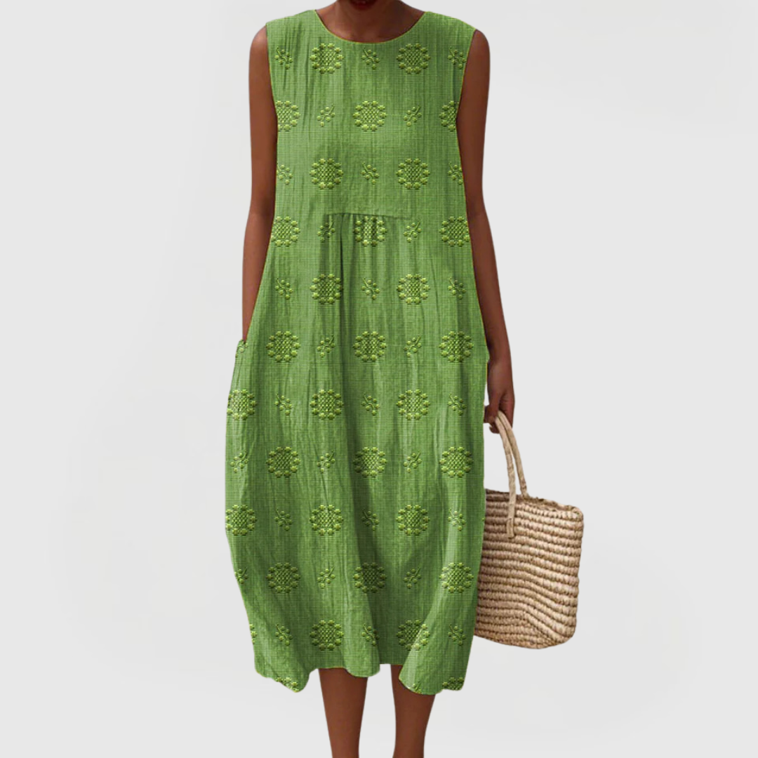 Women's Elegant Sleeveless Dress with Pockets and Tummy Control