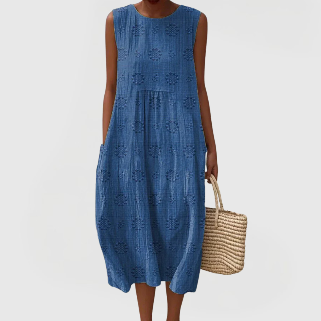 Women's Elegant Sleeveless Dress with Pockets and Tummy Control