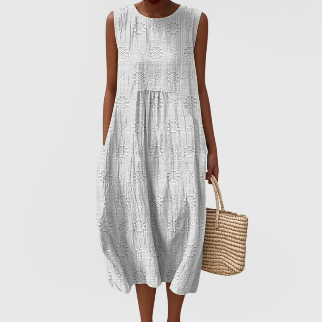 Women's Elegant Sleeveless Dress with Pockets and Tummy Control