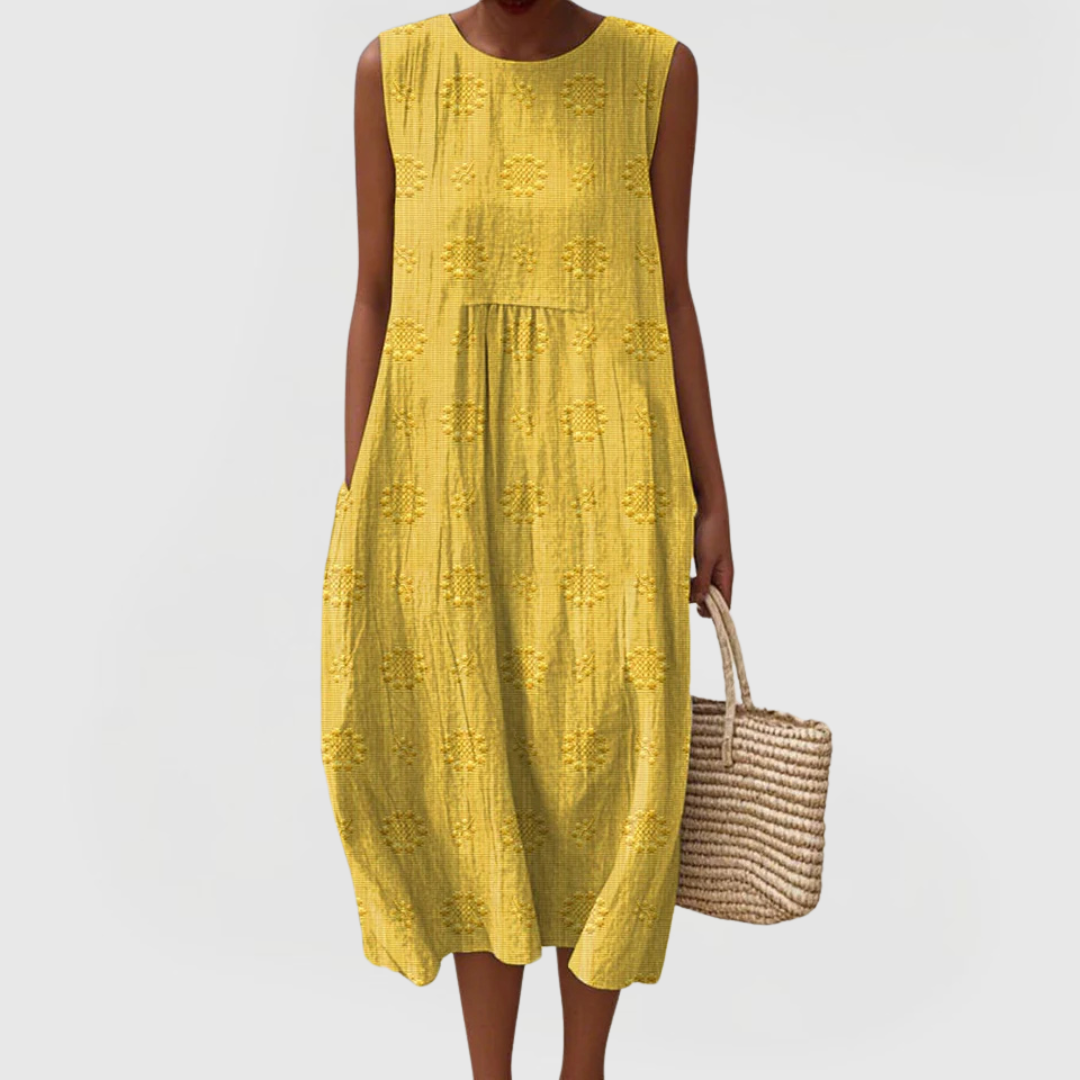 Women's Elegant Sleeveless Dress with Pockets and Tummy Control