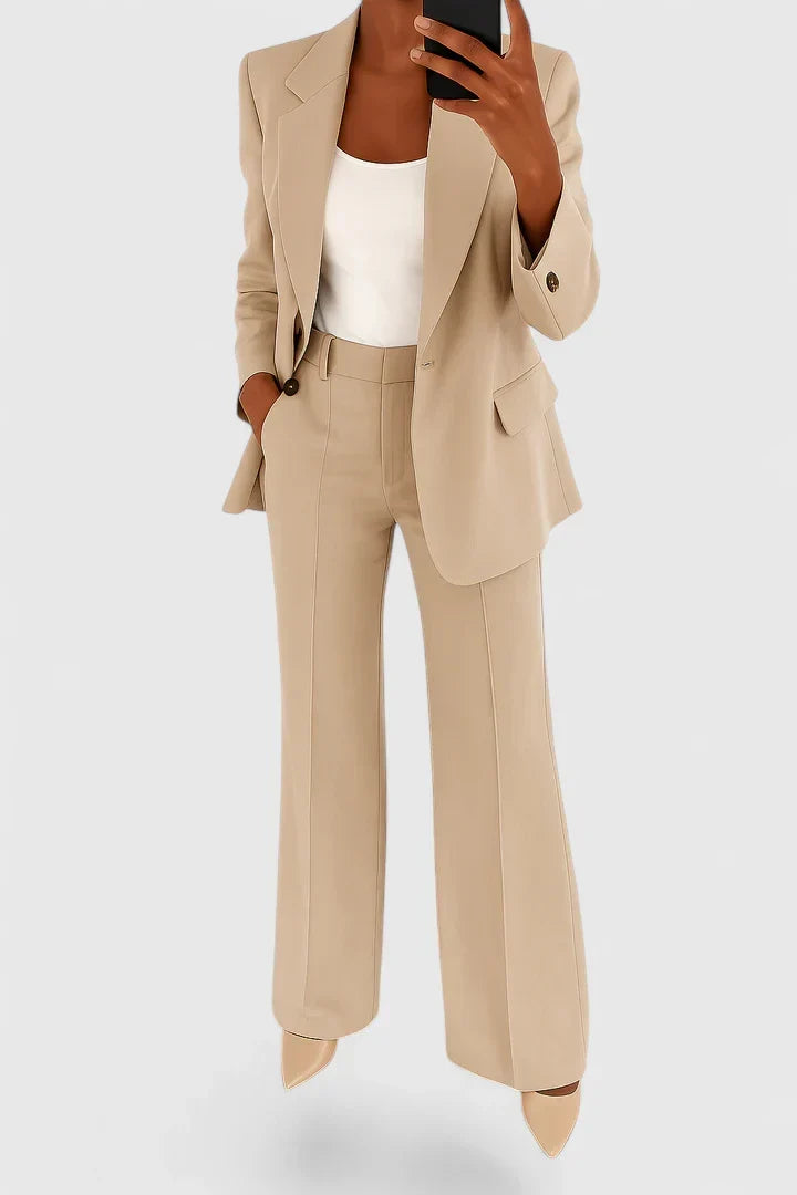 Women's Elegant Tailored Two-Piece Suit Set for Work and Evening