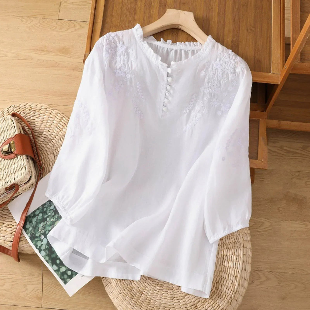 Women's Embroidered 3/4-Sleeve Blouse