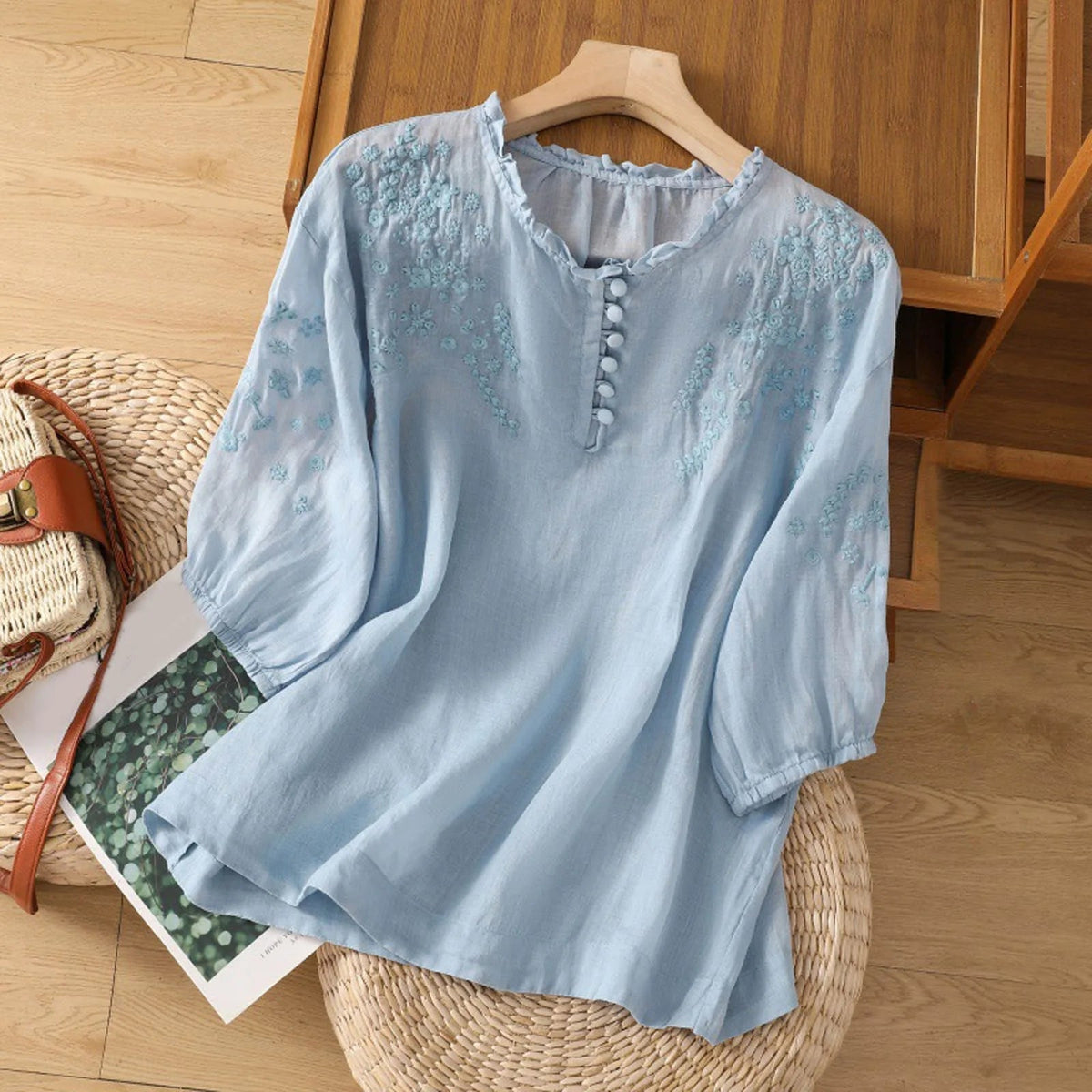 Women's Embroidered 3/4-Sleeve Blouse