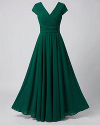 Women's Evening Maxi Dress with Pleated Swing Skirt