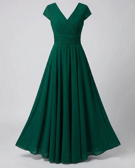Women's Evening Maxi Dress with Pleated Swing Skirt