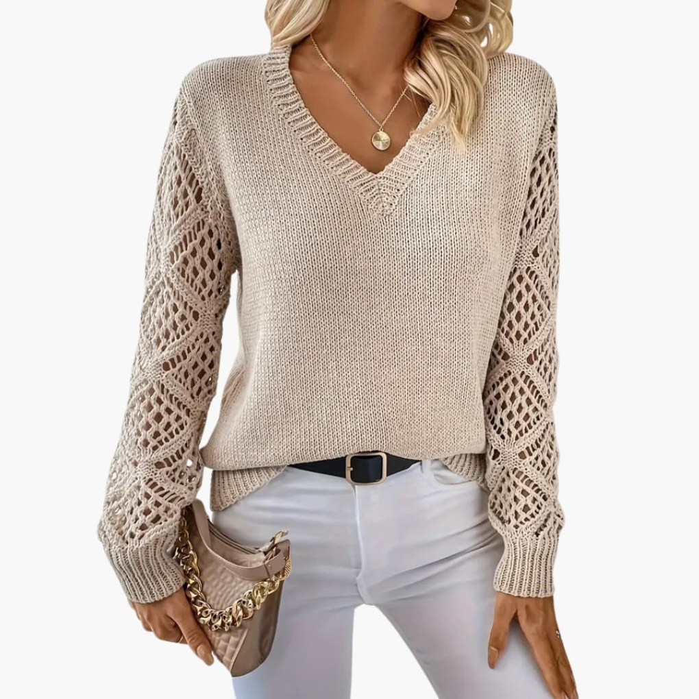 Women's Fine V-Neck Long Sleeve Sweater