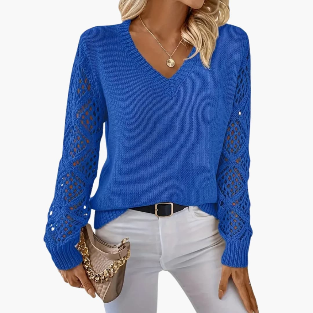 Women's Fine V-Neck Long Sleeve Sweater