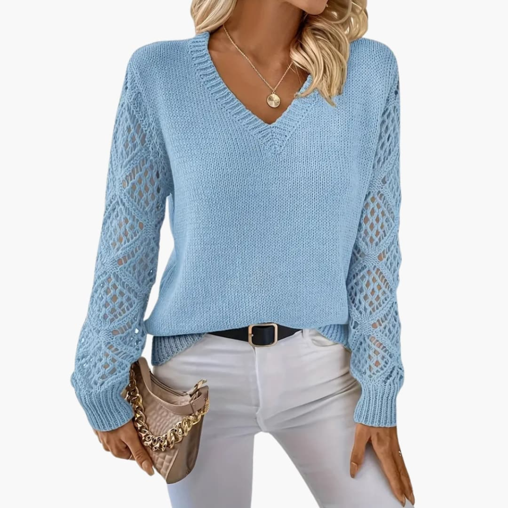 Women's Fine V-Neck Long Sleeve Sweater
