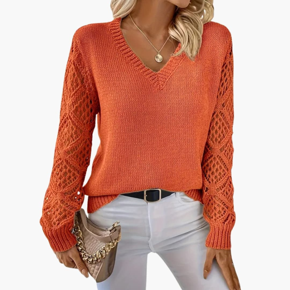 Women's Fine V-Neck Long Sleeve Sweater