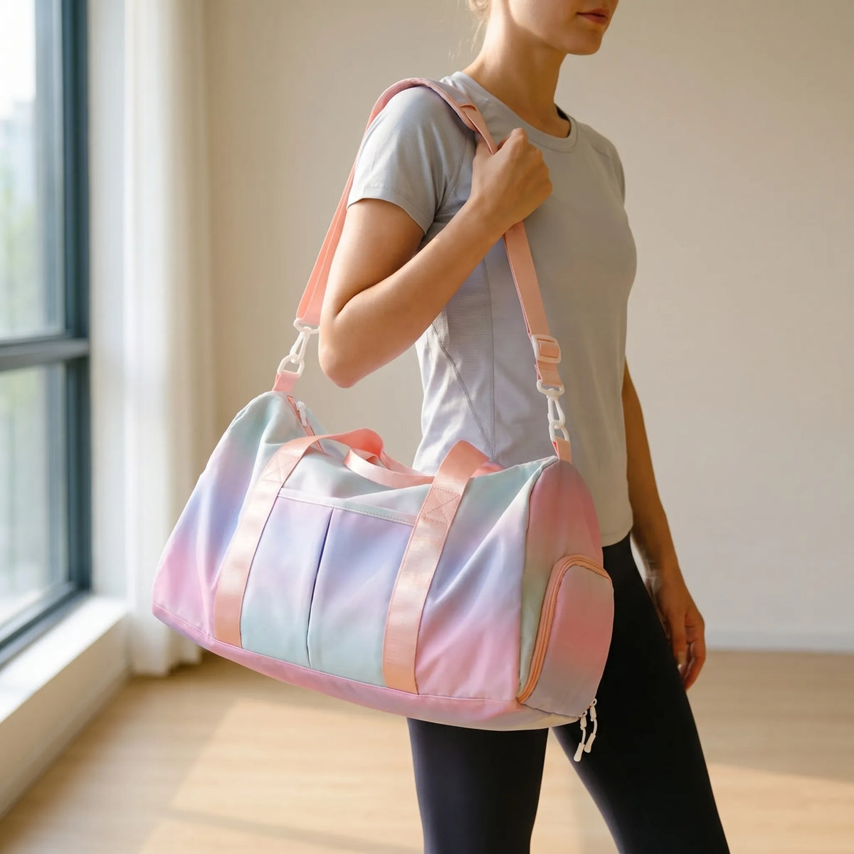 Women's Fitness Gym Duffel Bag with Shoe Compartment
