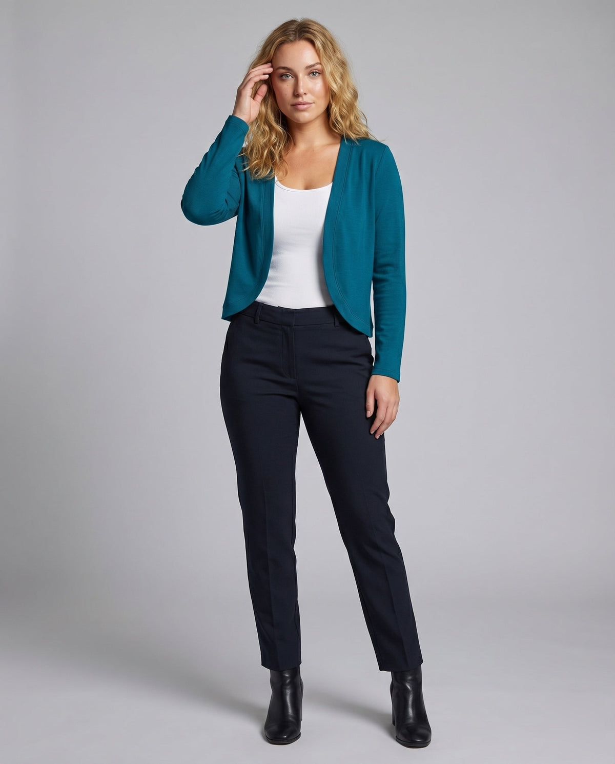 Women's Fitted Open-Front Shawl-Collar Bolero Blazer