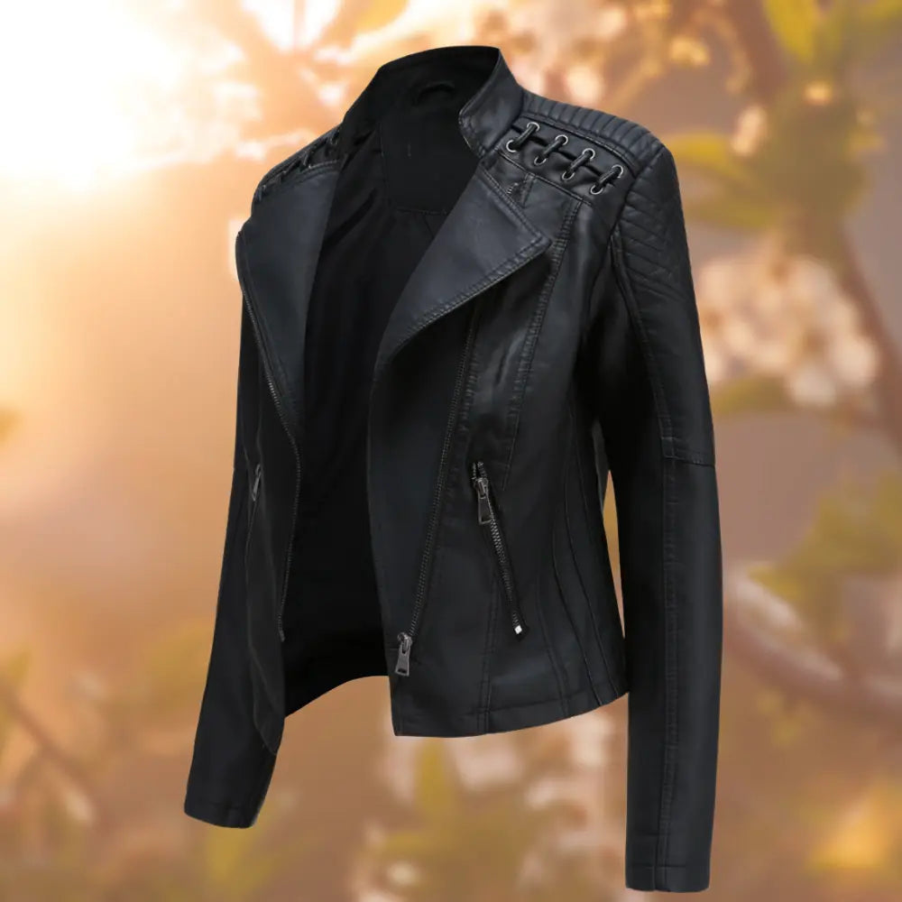 Women's Flattering-Cut Long-Sleeve Biker Jacket