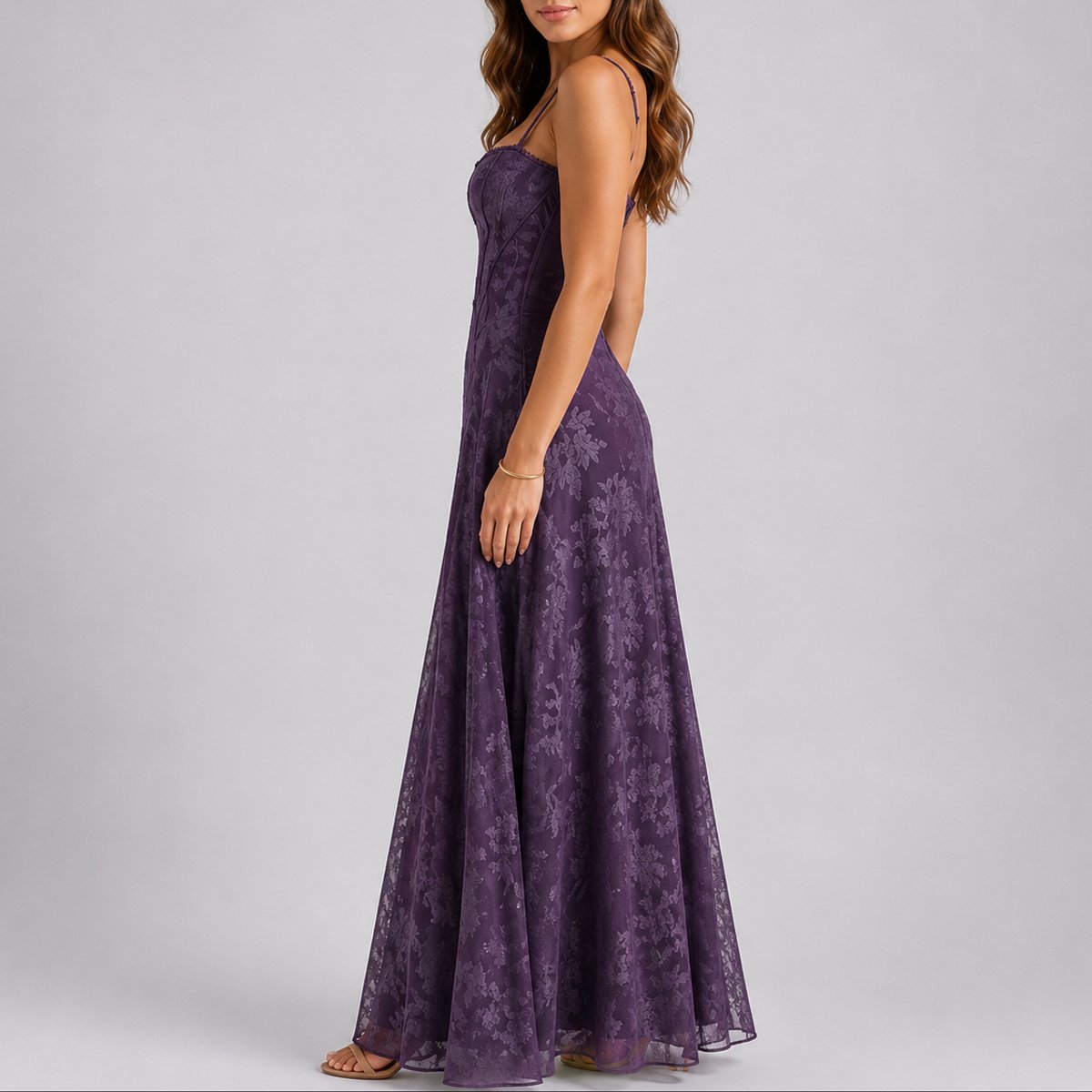 Women's Floral Corset A-Line Maxi Fall Wedding Guest Dress