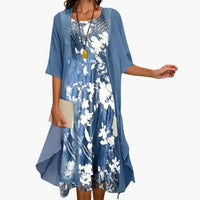 Women's Floral Maxi Dress and Cardigan Set