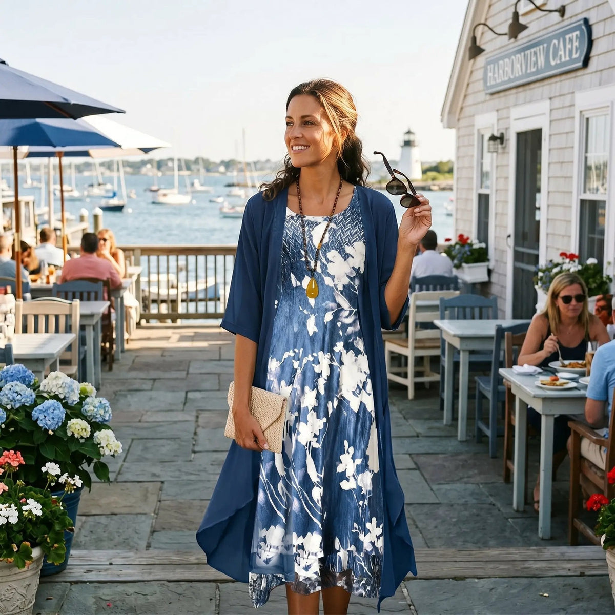 Women's Floral Maxi Dress and Cardigan Set