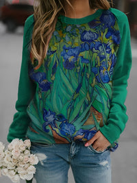 Women's Floral Print Long Sleeve Sweater