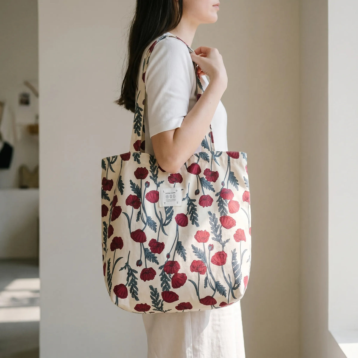 Women's Floral Print Tote Bag - Spacious Everyday Shoulder Bag