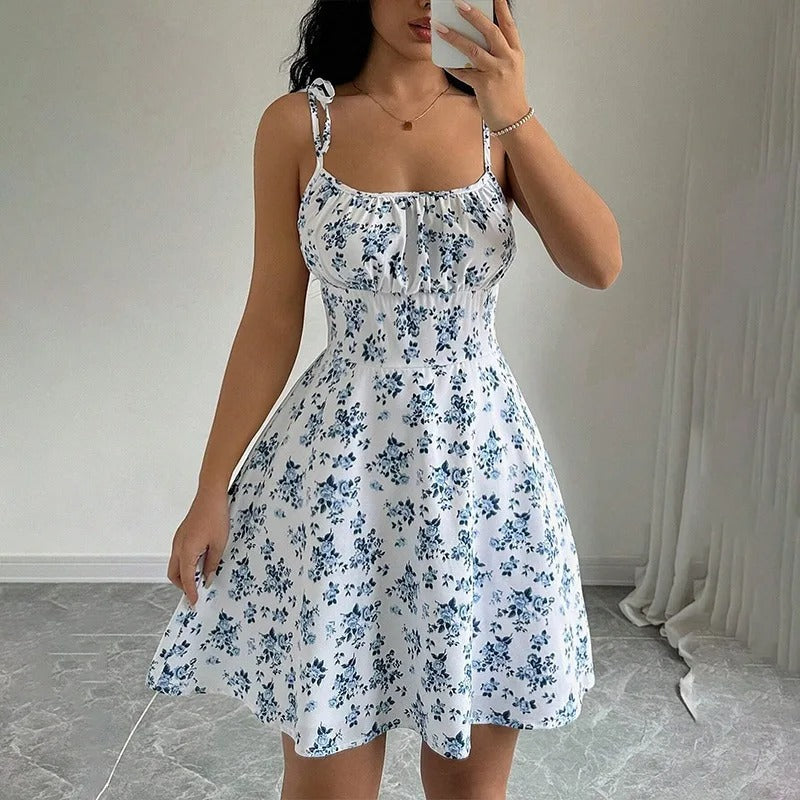 Women's Floral Ruched Cami Mini Dress for Christmas Party Season