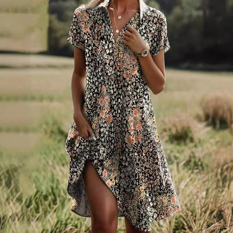 Women's Floral Shirt Mini Dress