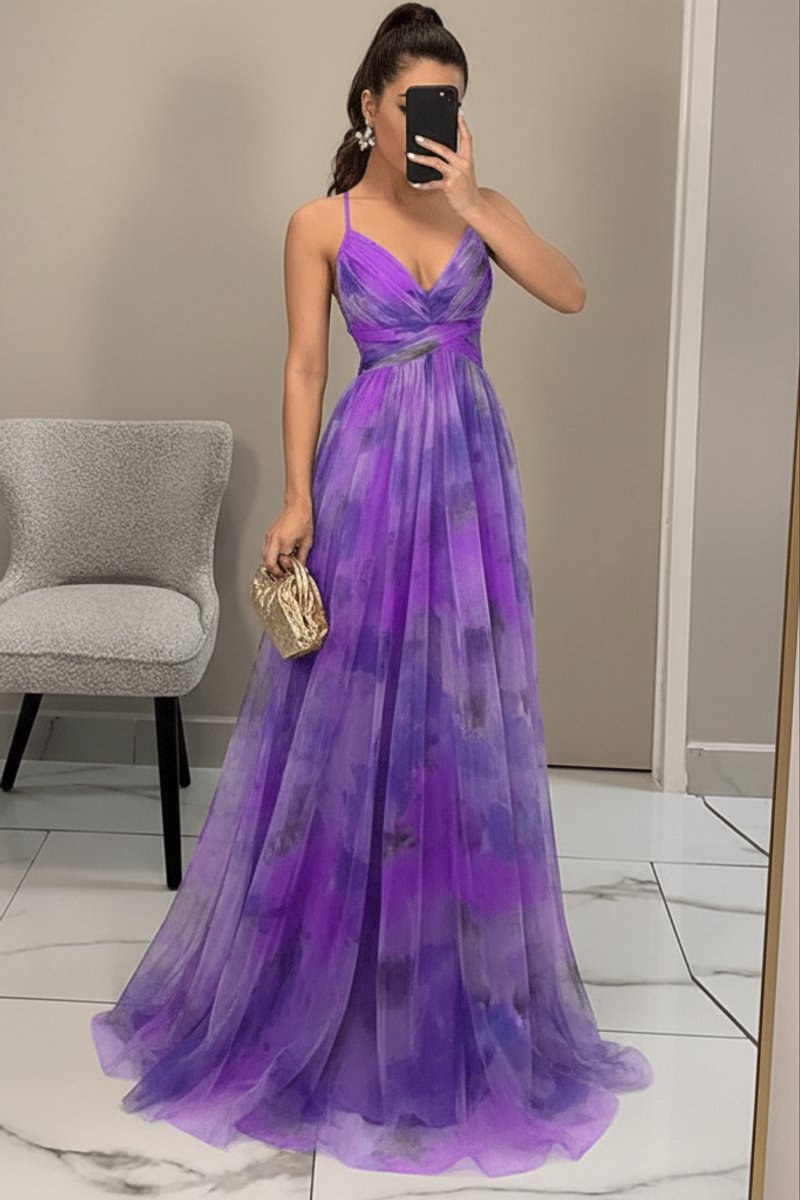 Women's Floral Sleeveless V-Neck A-Line Maxi Cocktail Dress