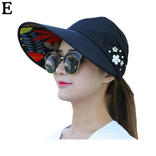 Women's Foldable Wide Brim Beach Hat with UV Protection