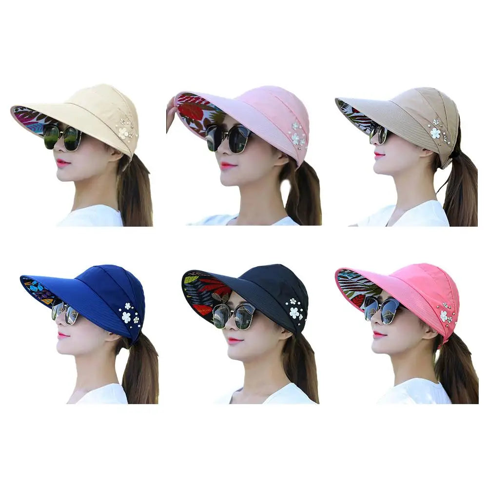Women's Foldable Wide Brim Beach Hat with UV Protection