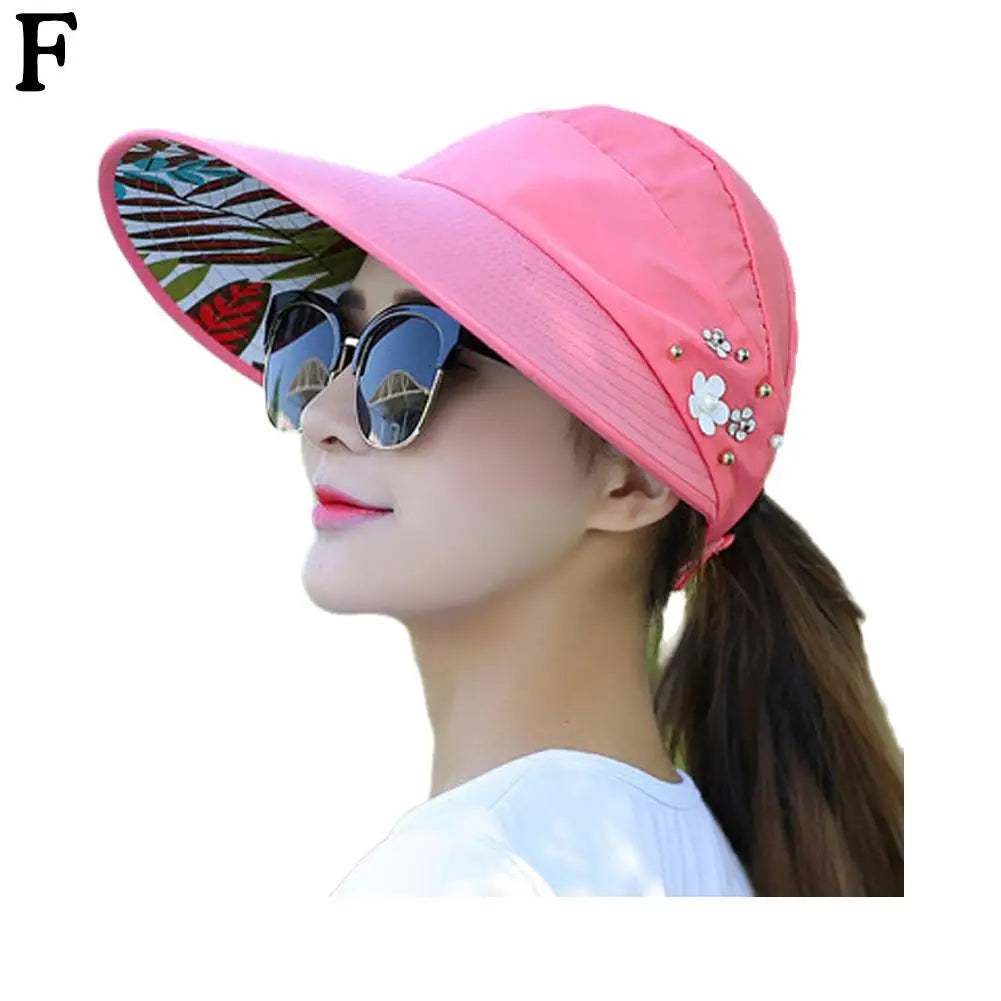 Women's Foldable Wide Brim Beach Hat with UV Protection