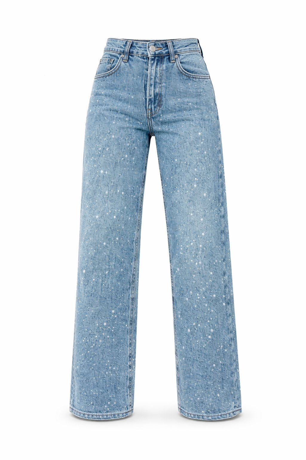 Women's High-Waist Glitter Wide-Leg Straight Jeans