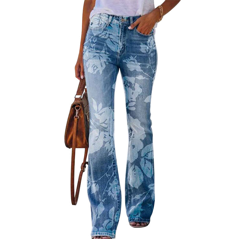 Women's High-Waisted 4-Button Flare Jeans