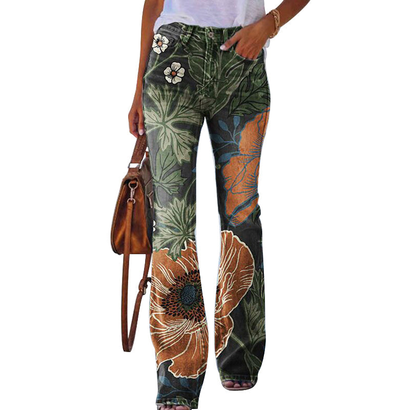 Women's High-Waisted 4-Button Flare Jeans
