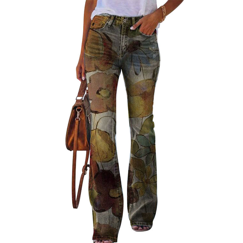 Women's High-Waisted 4-Button Flare Jeans