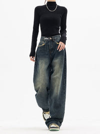 Women's High-Waisted Vintage Wide-Leg Baggy Jeans