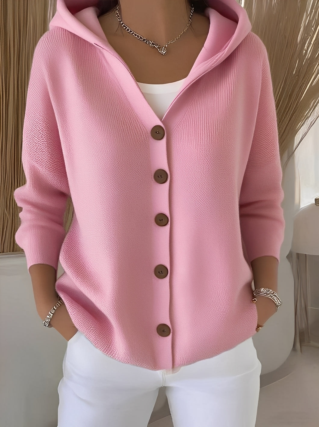 Women's Hooded Cardigan with Buttons for a Comfortable Casual Look
