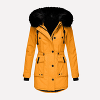 Women's Hooded Parka Jacket with Flap Pockets