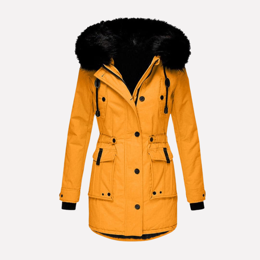 Women's Hooded Parka Jacket with Flap Pockets