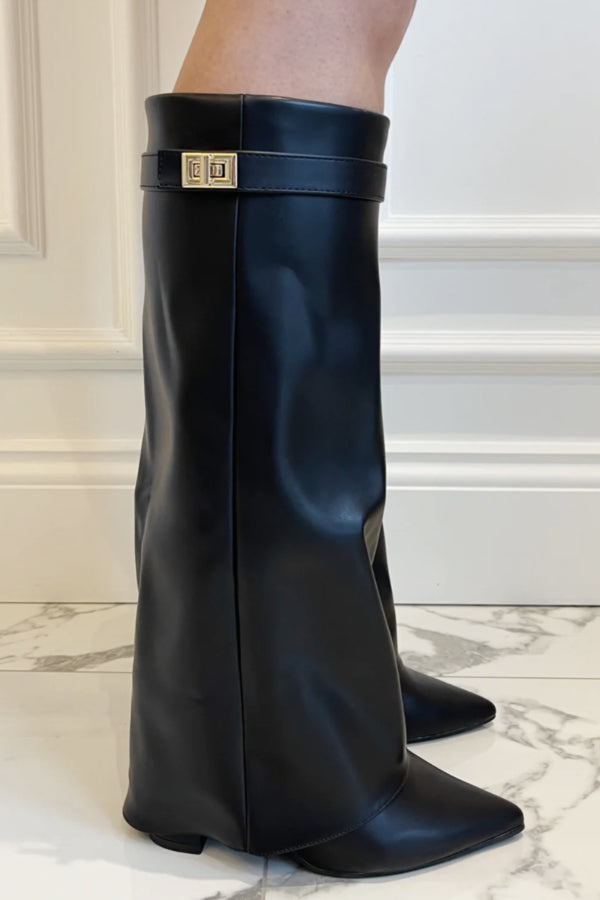 Women's Knee-High Foldover Boots with Textured Design