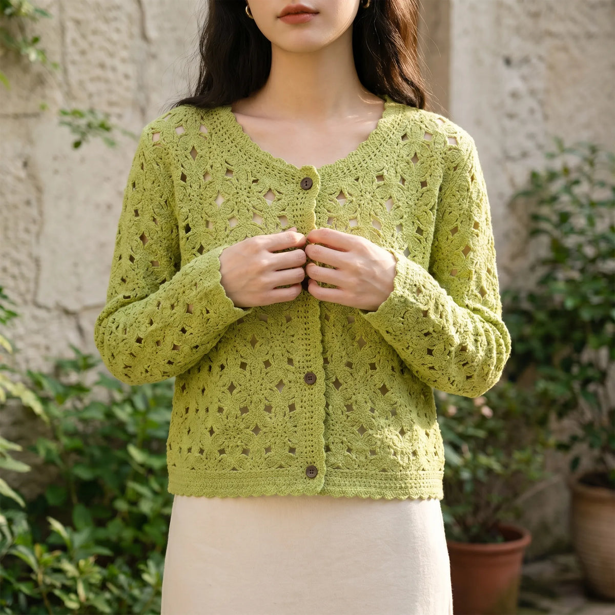 Women's Lightweight Openwork Cardigan