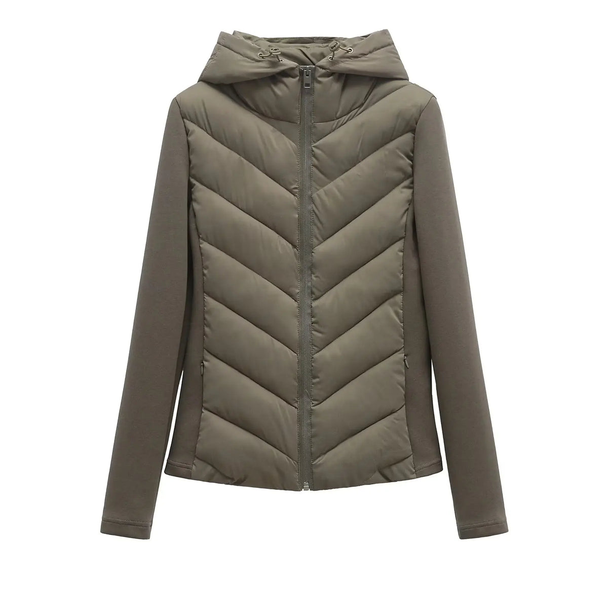 Women's Lightweight Quilted Winter Jacket with Hood and Hidden Pockets